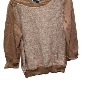 Karen Scott Women's Tan and Cream Crew Neck Sweater